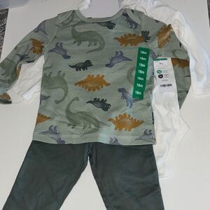 Carter's White and Green Dinosaur Baby Set 4 pieces